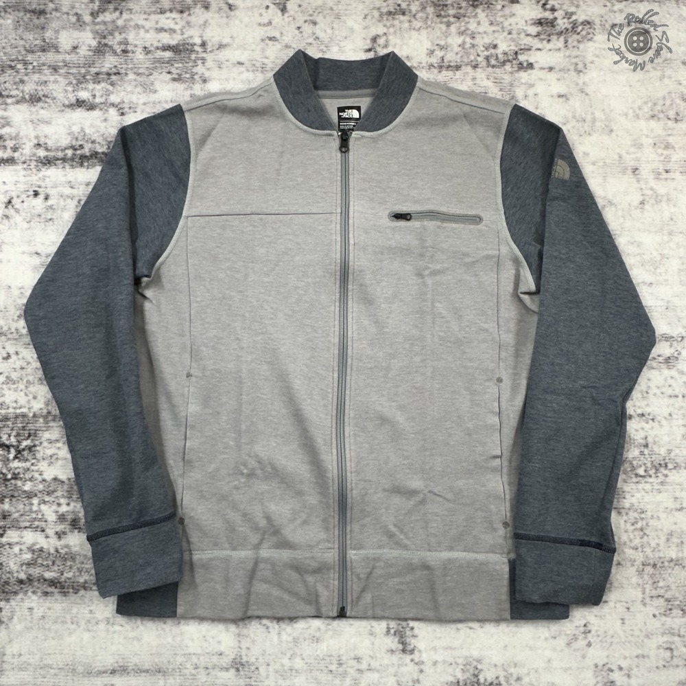 The North Face Men's Large Gray Charcoal Colorblock‎ Full Zip Sweatshirt Jacket